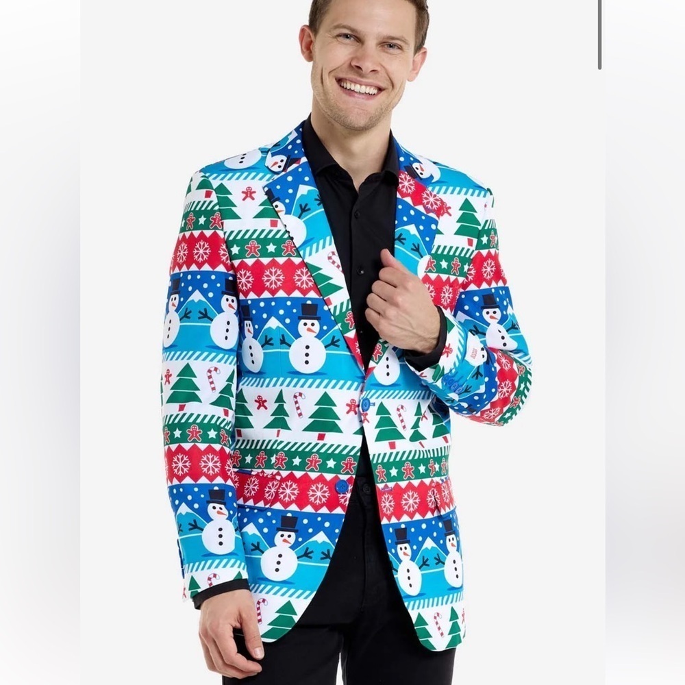 OPPOSUITS CHRISTMAS NORDIC Snowman BLAZER SUIT JACKET Men's Small 34-36